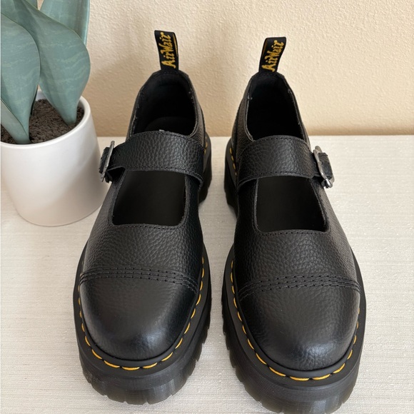 New Dr. Martens Black Leather Mary Jane Platform Shoes Women’s 11 - Picture 2 of 14